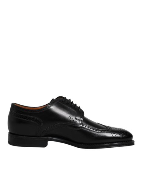 Dolce & Gabbana Black Leather Derby Wingtip Formal Shoes MV6619 Dolce & Gabbana Black Leather Derby Wingtip Formal Shoes MV6619