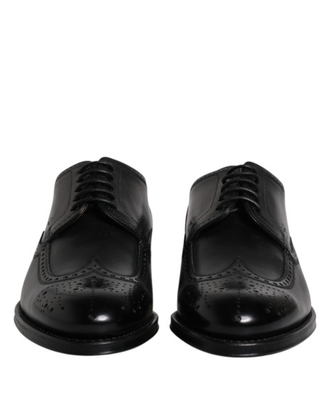 Dolce & Gabbana Black Leather Derby Wingtip Formal Shoes MV6619 Dolce & Gabbana Black Leather Derby Wingtip Formal Shoes MV6619