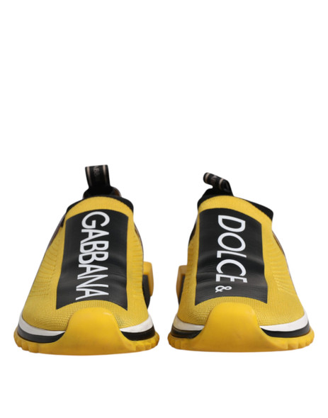 Dolce & Gabbana Yellow Black Slip On Sorrento Sneaker Shoes Dolce & Gabbana Yellow Black Slip On Sorrento Sneaker Shoes