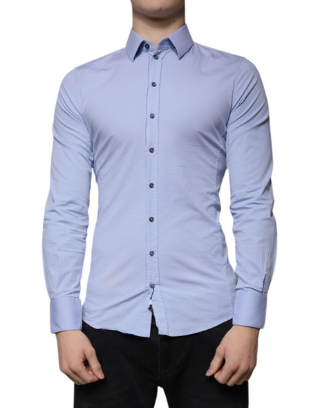 Dolce & Gabbana Light Blue Cotton Slim Fit SICILIA Dress Shirt Dolce & Gabbana Light Blue Cotton Slim Fit SICILIA Dress Shirt