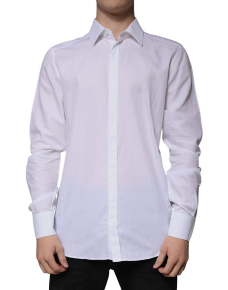 Dolce & Gabbana White Cotton Slim Fit Formal GOLD Dress Shirt Dolce & Gabbana White Cotton Slim Fit Formal GOLD Dress Shirt