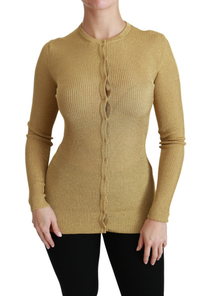 Gold Long Sleeve Cardigan Viscose Sweater Gold Long Sleeve Cardigan Viscose Sweater