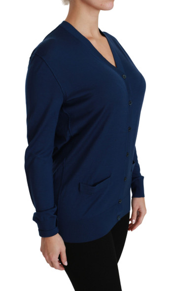 Dolce & Gabbana Blue Button Cardigan Virgin Wool Sweater Dolce & Gabbana Blue Button Cardigan Virgin Wool Sweater