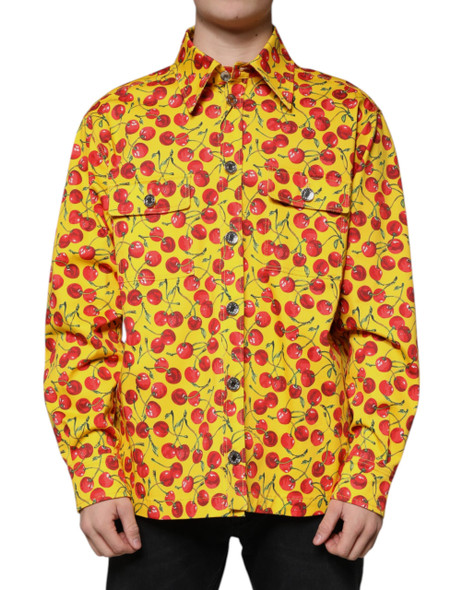 Dolce & Gabbana Yellow Cherry Button Down Men Casual Shirt Dolce & Gabbana Yellow Cherry Button Down Men Casual Shirt