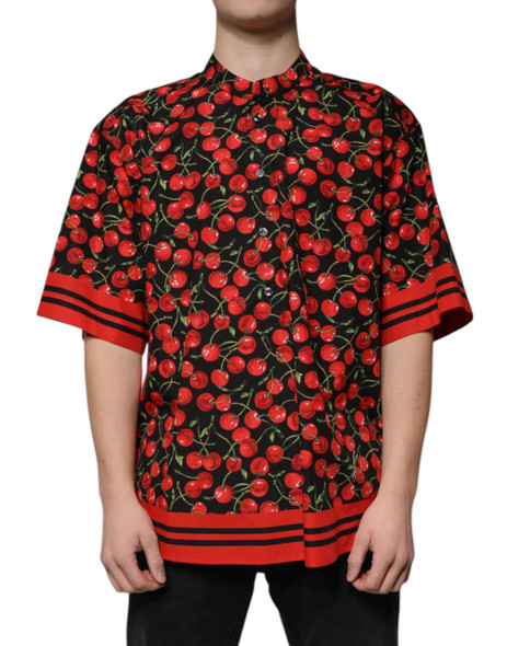 Dolce & Gabbana Black Cherry Cotton Button Down Casual Shirt Dolce & Gabbana Black Cherry Cotton Button Down Casual Shirt