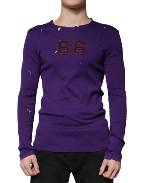 Purple Cotton Round Neck Pullover Men Sweater Purple Cotton Round Neck Pullover Men Sweater