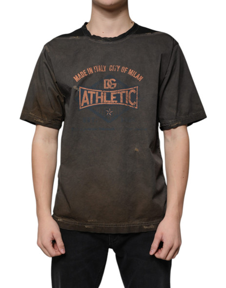 Brown Graphic Print Cotton Round Neck T-shirt Brown Graphic Print Cotton Round Neck T-shirt