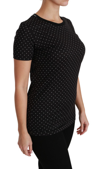 Dolce & Gabbana Black Dotted Crewneck Cotton Top T-shirt Dolce & Gabbana Black Dotted Crewneck Cotton Top T-shirt
