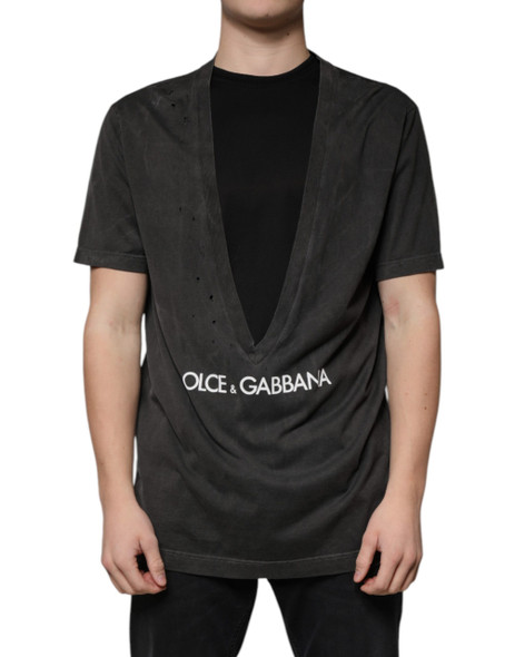 Black Cotton Crew Neck Short Sleeves T-shirt Black Cotton Crew Neck Short Sleeves T-shirt