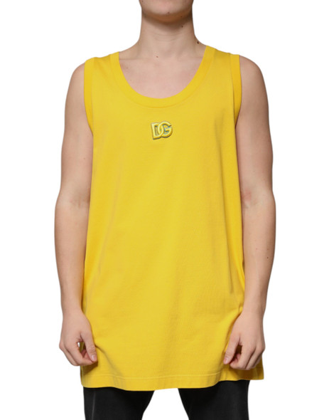 Dolce & Gabbana Yellow Cotton Round Neck Sleeveless T-shirt Dolce & Gabbana Yellow Cotton Round Neck Sleeveless T-shirt