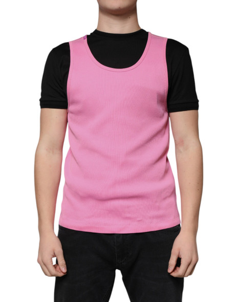 Dolce & Gabbana Pink Cotton Round Neck Sleeveless T-shirt Dolce & Gabbana Pink Cotton Round Neck Sleeveless T-shirt