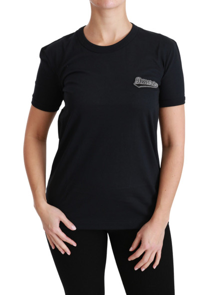 Dolce & Gabbana Blue Amore Patch Crewneck Cotton Top T-shirt Dolce & Gabbana Blue Amore Patch Crewneck Cotton Top T-shirt