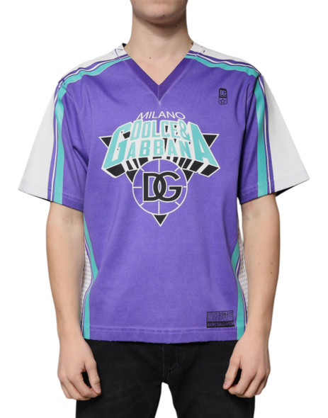 Purple Logo Jersey Cotton V-neck T-shirt Purple Logo Jersey Cotton V-neck T-shirt