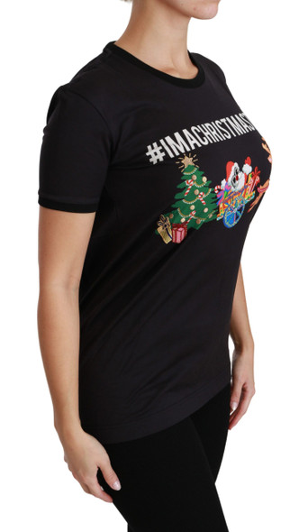 Black #ImAChristmasTree Crewneck Top T-shirt Black #ImAChristmasTree Crewneck Top T-shirt