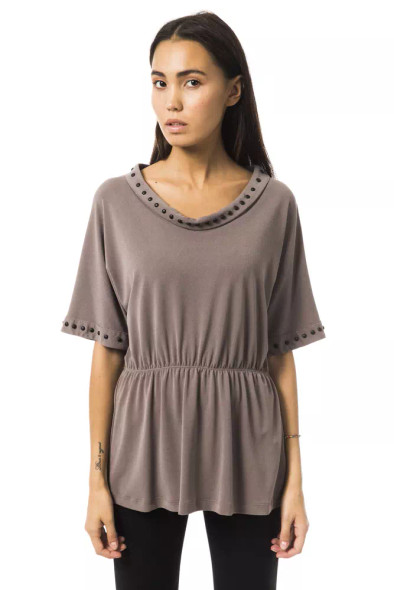 Gray Polyester Women T-Shirt Gray Polyester Women T-Shirt
