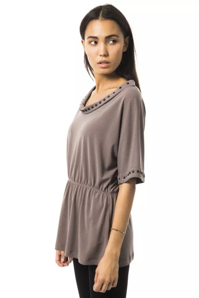 Gray Polyester Women T-Shirt Gray Polyester Women T-Shirt