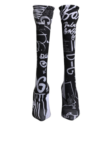 Black Logo Stretch Heels High Boots Shoes Black Logo Stretch Heels High Boots Shoes