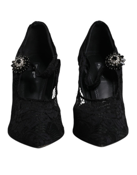 Black Lace Crystals Mary Jane Pumps Shoes Black Lace Crystals Mary Jane Pumps Shoes