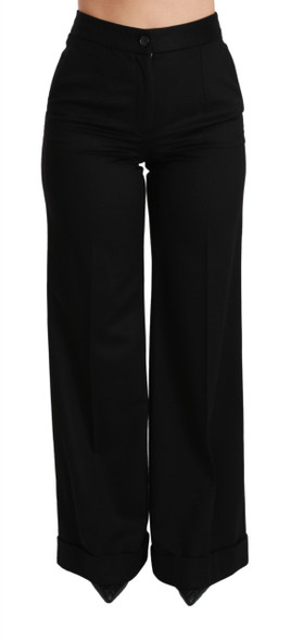 Dolce & Gabbana Black Wide Leg Flared Trouser Cashmere Pants Dolce & Gabbana Black Wide Leg Flared Trouser Cashmere Pants