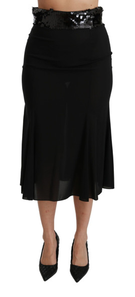 Black High Waist Mermaid Midi Silk Skirt Black High Waist Mermaid Midi Silk Skirt