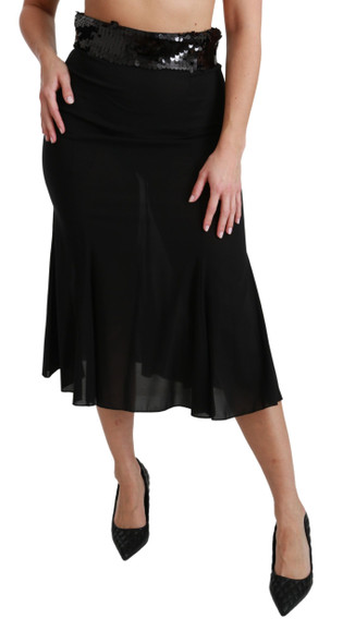 Dolce & Gabbana Black High Waist Mermaid Midi Silk Skirt Dolce & Gabbana Black High Waist Mermaid Midi Silk Skirt
