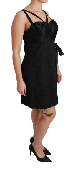 Dolce & Gabbana Black Stretch Satin Jacquard Mini Dress Dolce & Gabbana Black Stretch Satin Jacquard Mini Dress