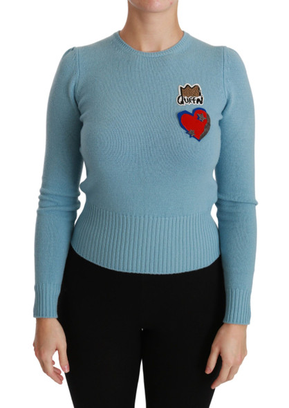 Blue Wool Queen Heart Pullover Sweater Blue Wool Queen Heart Pullover Sweater