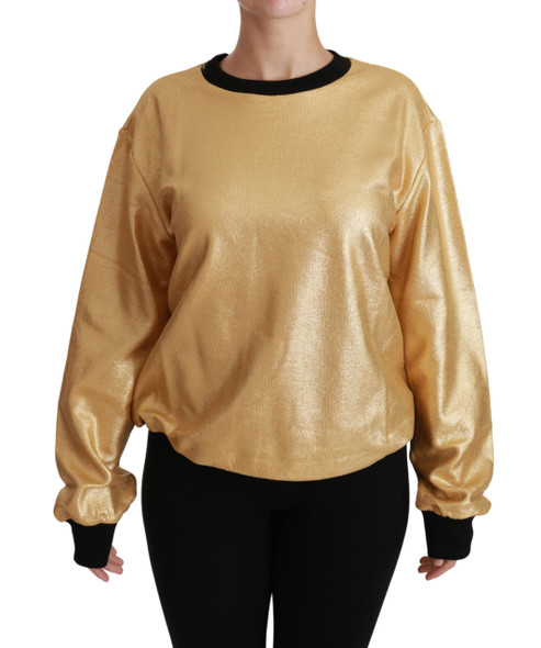 Gold Cotton Crewneck Pullover Sweater Gold Cotton Crewneck Pullover Sweater