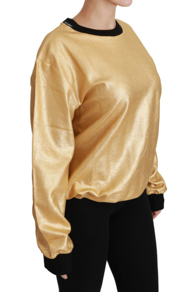 Gold Cotton Crewneck Pullover Sweater Gold Cotton Crewneck Pullover Sweater