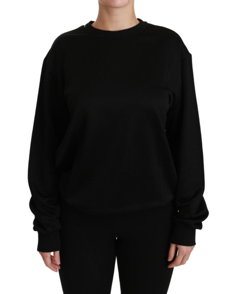 Dolce & Gabbana Black Cotton Crewneck Pullover Sweater Dolce & Gabbana Black Cotton Crewneck Pullover Sweater