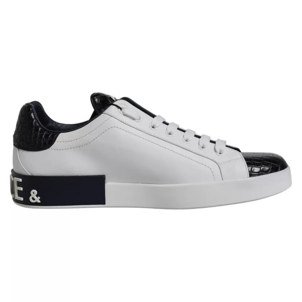 Dolce & Gabbana White Leather Logo Portofino Sneaker Shoes MV6516 Dolce & Gabbana White Leather Logo Portofino Sneaker Shoes MV6516