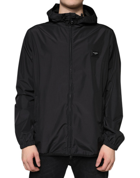 Dolce & Gabbana Black Polyester Hooded Men Full Zip Jacket Dolce & Gabbana Black Polyester Hooded Men Full Zip Jacket