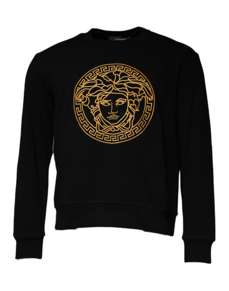 Black Medusa Embroidery Crew Neck Pullover Sweater TSH87190 Black Medusa Embroidery Crew Neck Pullover Sweater TSH87190