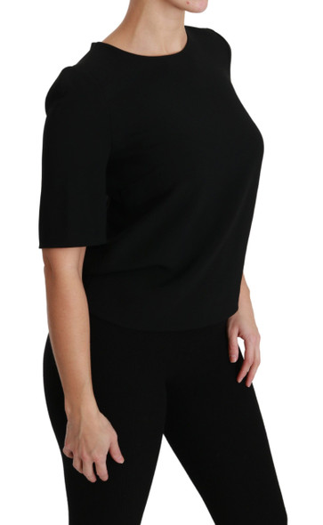Black Short Sleeve Casual Top Stretch Blouse Black Short Sleeve Casual Top Stretch Blouse