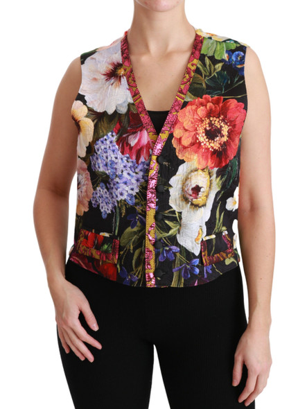 Multicolor Floral Sleeveless Waistcoat Top Vest Multicolor Floral Sleeveless Waistcoat Top Vest