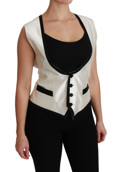 Dolce & Gabbana White Waistcoat Slim Vest Silk Top Dolce & Gabbana White Waistcoat Slim Vest Silk Top
