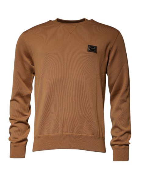 Brown Logo Plaque Crew Neck Pullover Sweater Brown Logo Plaque Crew Neck Pullover Sweater