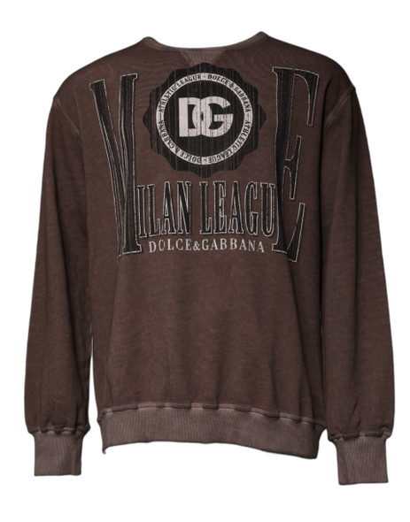 Brown Logo Print Crew Neck Pullover Sweater Brown Logo Print Crew Neck Pullover Sweater