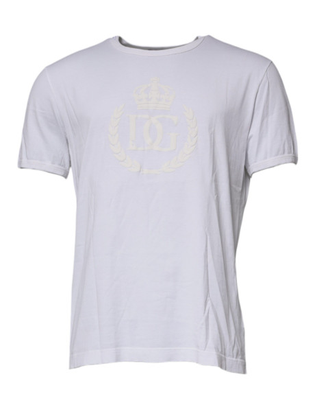 Dolce & Gabbana White Logo Embossed Cotton Crewneck T-shirt TSH28273 Dolce & Gabbana White Logo Embossed Cotton Crewneck T-shirt TSH28273