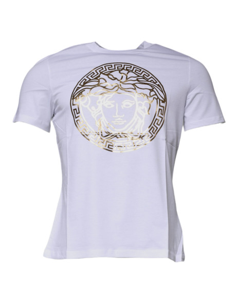 Versace White Medusa Print Cotton Crew Neck T-shirt TSH87197 Versace White Medusa Print Cotton Crew Neck T-shirt TSH87197
