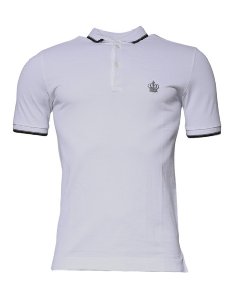 Dolce & Gabbana White Cotton Crown Collared Polo T-shirt Dolce & Gabbana White Cotton Crown Collared Polo T-shirt
