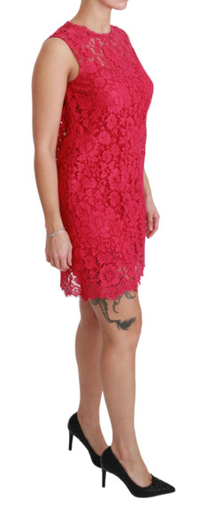 Pink Floral Lace Shift Gown Mini Dress Pink Floral Lace Shift Gown Mini Dress