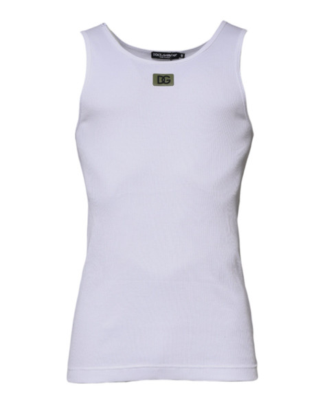 Dolce & Gabbana White Cotton Round Neck Sleeveless T-shirt Dolce & Gabbana White Cotton Round Neck Sleeveless T-shirt