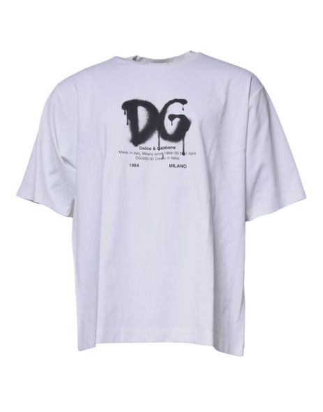White DG Logo Cotton Crew Neck T-shirt TSH87520 White DG Logo Cotton Crew Neck T-shirt TSH87520