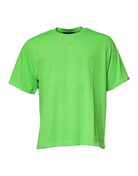 Green DG Logo Cotton Crew Neck T-shirt Green DG Logo Cotton Crew Neck T-shirt