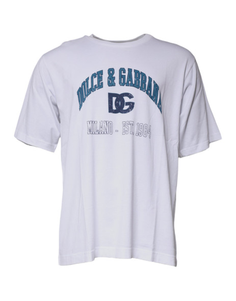 White DG Milano Cotton Crew Neck T-shirt White DG Milano Cotton Crew Neck T-shirt
