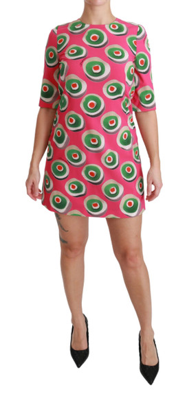 Dolce & Gabbana Pink Silk Cup Cake Shift Stretch Dress Dolce & Gabbana Pink Silk Cup Cake Shift Stretch Dress
