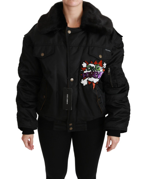 Black Queen Crown Sequined Bomber Jacket Black Queen Crown Sequined Bomber Jacket