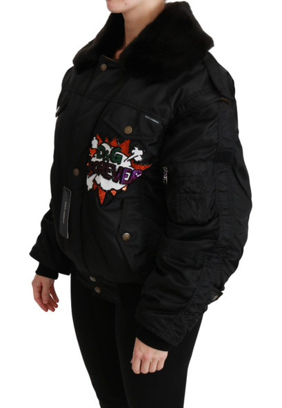 Black Queen Crown Sequined Bomber Jacket Black Queen Crown Sequined Bomber Jacket