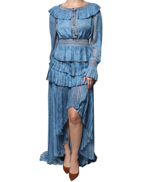 Blue Layered Long Sleeve Dress Blue Layered Long Sleeve Dress